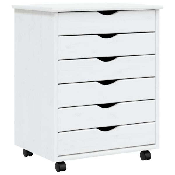 vidaXL Rolling Cabinet with Drawers MOSS White Solid Wood Pine - Image 2