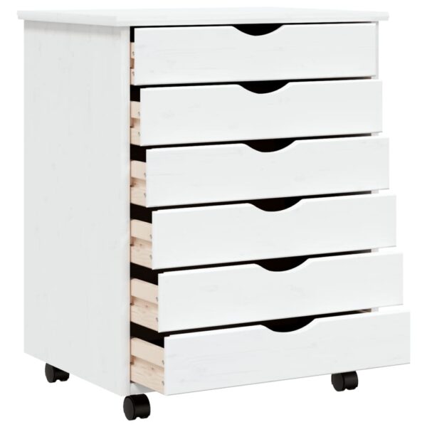 vidaXL Rolling Cabinet with Drawers MOSS White Solid Wood Pine - Image 3