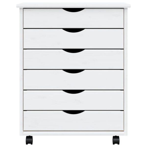 vidaXL Rolling Cabinet with Drawers MOSS White Solid Wood Pine - Image 4