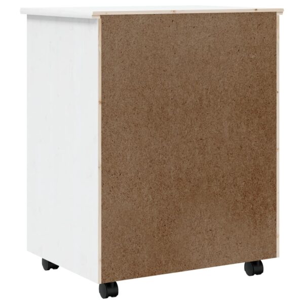 vidaXL Rolling Cabinet with Drawers MOSS White Solid Wood Pine - Image 6