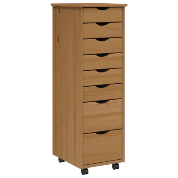 vidaXL Rolling Cabinet with Drawers MOSS Honey Brown Solid Wood Pine - Image 2