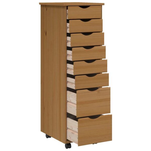 vidaXL Rolling Cabinet with Drawers MOSS Honey Brown Solid Wood Pine - Image 3