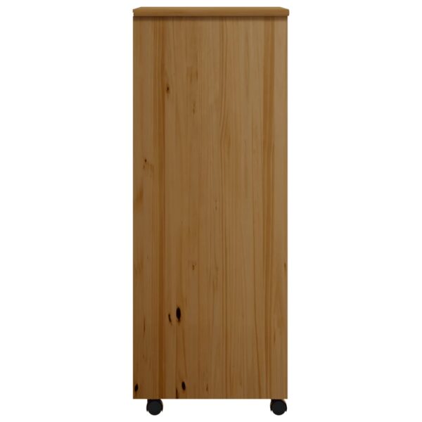 vidaXL Rolling Cabinet with Drawers MOSS Honey Brown Solid Wood Pine - Image 5