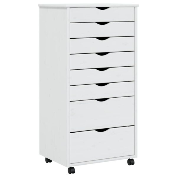 vidaXL Rolling Cabinet with Drawers MOSS White Solid Wood Pine - Image 2