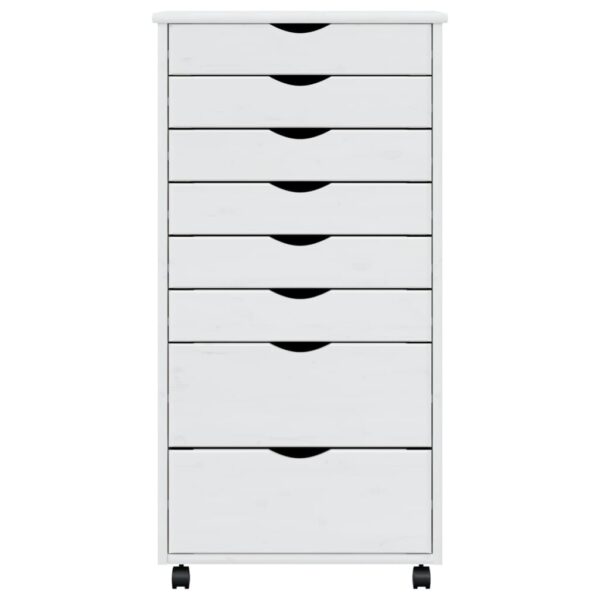 vidaXL Rolling Cabinet with Drawers MOSS White Solid Wood Pine - Image 4