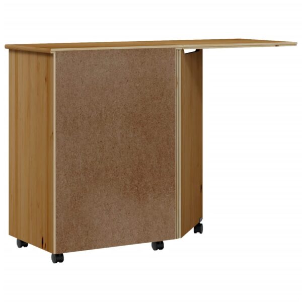 vidaXL Rolling Cabinet with Desk MOSS Honey Brown Solid Wood Pine - Image 6