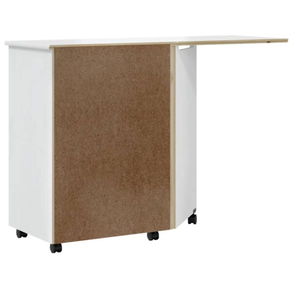 vidaXL Rolling Cabinet with Desk MOSS White Solid Wood Pine - Image 6