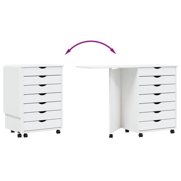 vidaXL Rolling Cabinet with Desk MOSS White Solid Wood Pine - Image 7