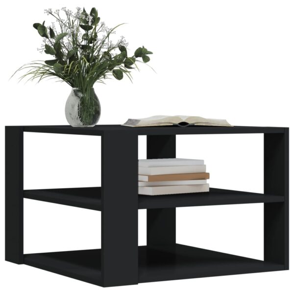 vidaXL Coffee Table Black 23.4"x23.4"x15.7" Engineered Wood - Image 3