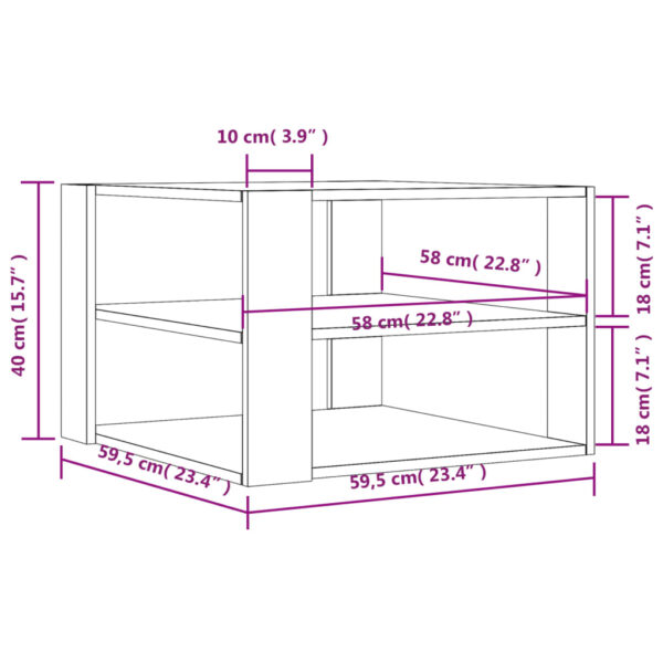 vidaXL Coffee Table Black 23.4"x23.4"x15.7" Engineered Wood - Image 9