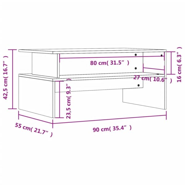 vidaXL Coffee Table Black 35.4"x21.7"x16.7" Engineered Wood - Image 9