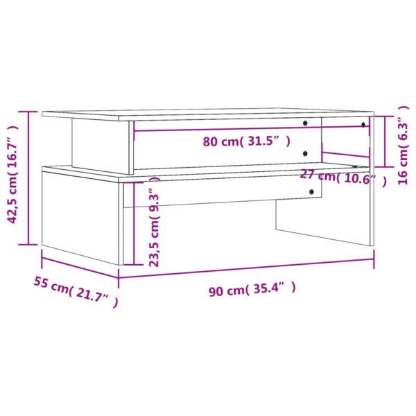 vidaXL Coffee Table Gray Sonoma 35.4"x21.7"x16.7" Engineered Wood - Image 9