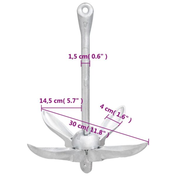 vidaXL Folding Anchor Silver 3.3 lb Malleable Iron - Image 9