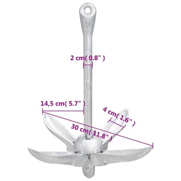 vidaXL Folding Anchor Silver 5.5 lb Malleable Iron - Image 9