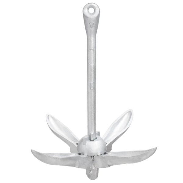 vidaXL Folding Anchor with Rope Silver 7.1 lb Malleable Iron - Image 6