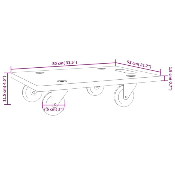 vidaXL Dolly Trolleys 2 pcs Rectangular 31.5"x21.7"x4.5" - Image 9