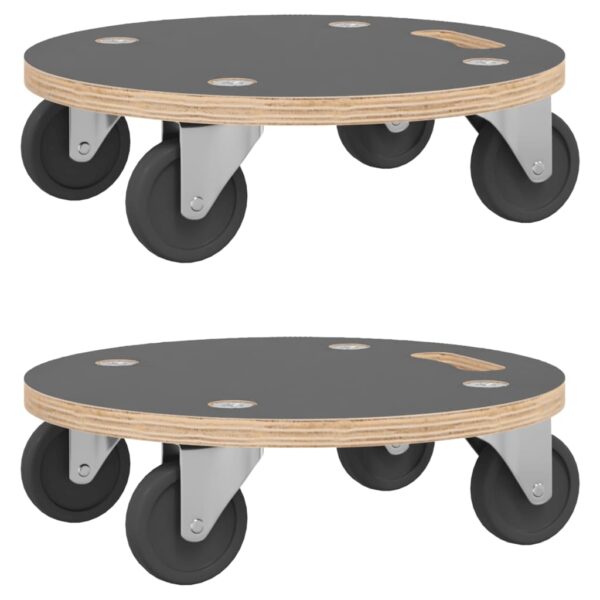 vidaXL Dolly Trolleys 2 pcs Round Ã˜15"x4.5" - Image 2