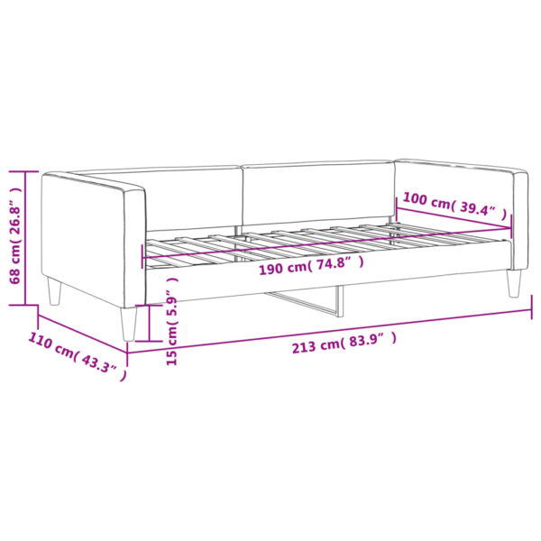 vidaXL Day Bed Light Gray 39.4"x74.8" Twin Fabric - Image 8