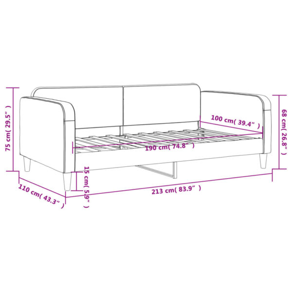 vidaXL Day Bed Light Gray 39.4"x74.8" Twin Fabric - Image 8