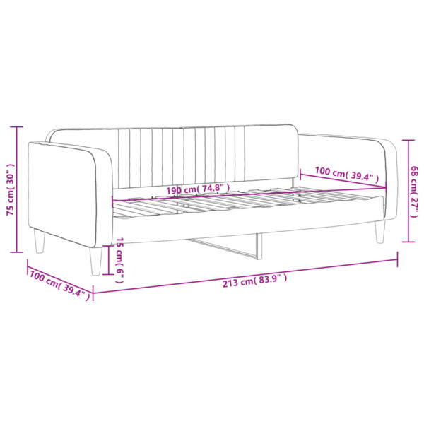 vidaXL Day Bed Light Gray 39.4"x74.8" Twin Velvet - Image 8