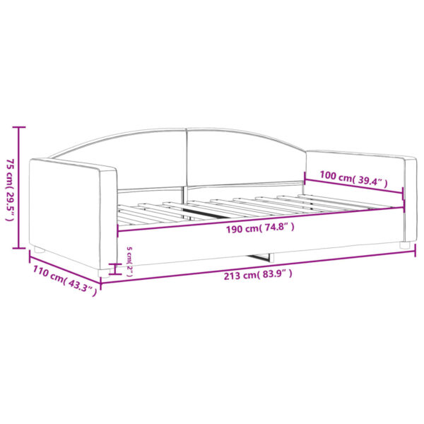 vidaXL Day Bed Light Gray 39.4"x74.8" Twin Fabric - Image 8