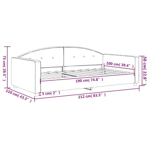 vidaXL Day Bed Light Gray 39.4"x74.8" Twin Velvet - Image 8