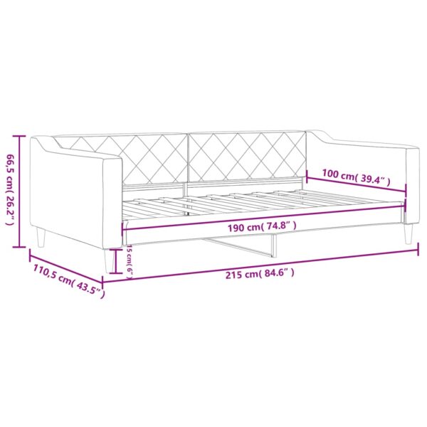 vidaXL Day Bed Light Gray 39.4"x74.8" Twin Fabric - Image 8