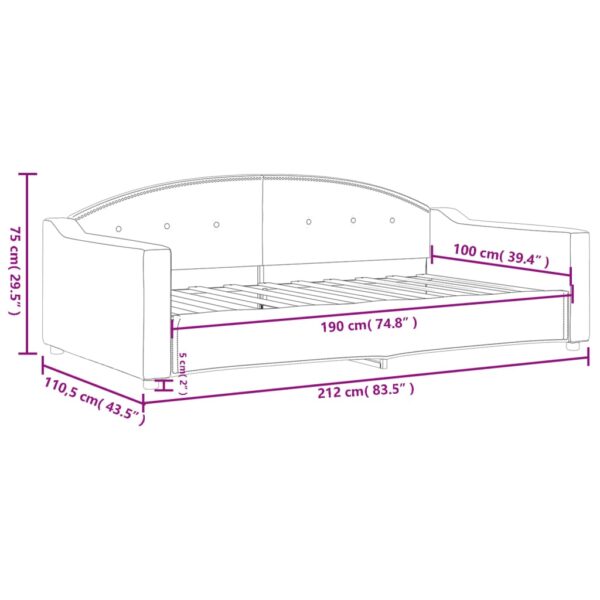 vidaXL Day Bed Light Gray 39.4"x74.8" Twin Fabric - Image 8