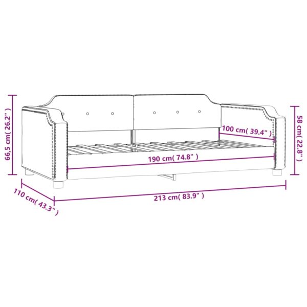 vidaXL Day Bed Light Gray 39.4"x74.8" Twin Fabric - Image 8