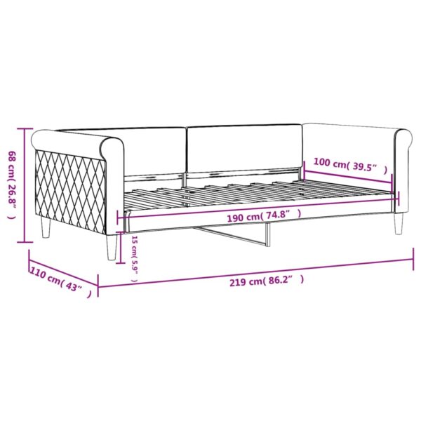 vidaXL Day Bed Light Gray 39.4"x74.8" Twin Velvet - Image 8