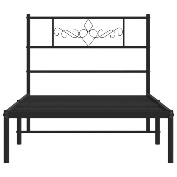 vidaXL Metal Bed Frame with Headboard Black 39.4"x74.8" Twin - Image 5