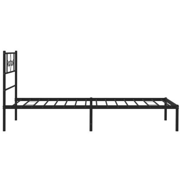 vidaXL Metal Bed Frame with Headboard Black 39.4"x74.8" Twin - Image 6