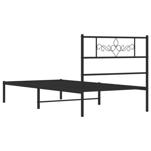 vidaXL Metal Bed Frame with Headboard Black 39.4"x74.8" Twin - Image 7