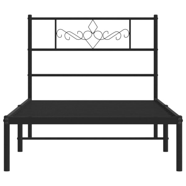 vidaXL Metal Bed Frame with Headboard Black 39.4"x78.7" - Image 5