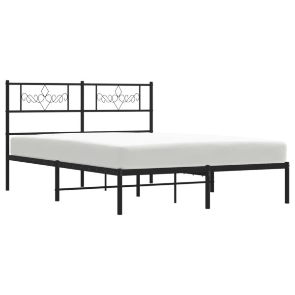 vidaXL Metal Bed Frame with Headboard Black 59.1"x78.7" - Image 3