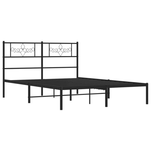 vidaXL Metal Bed Frame with Headboard Black 59.1"x78.7" - Image 4