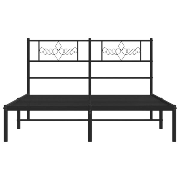 vidaXL Metal Bed Frame with Headboard Black 59.1"x78.7" - Image 5