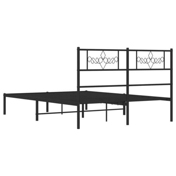 vidaXL Metal Bed Frame with Headboard Black 59.1"x78.7" - Image 7