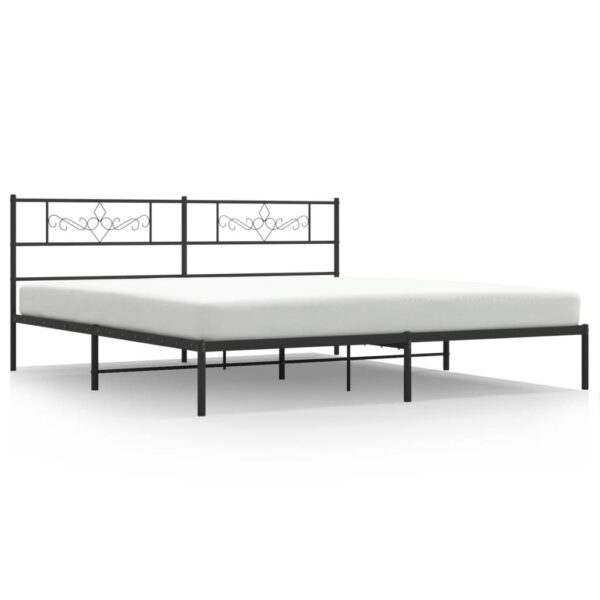 vidaXL Metal Bed Frame with Headboard Black 72"x83.9" California King - Image 2