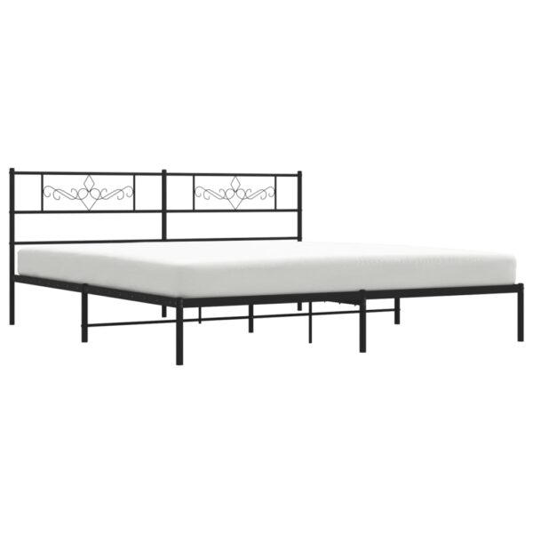 vidaXL Metal Bed Frame with Headboard Black 72"x83.9" California King - Image 3