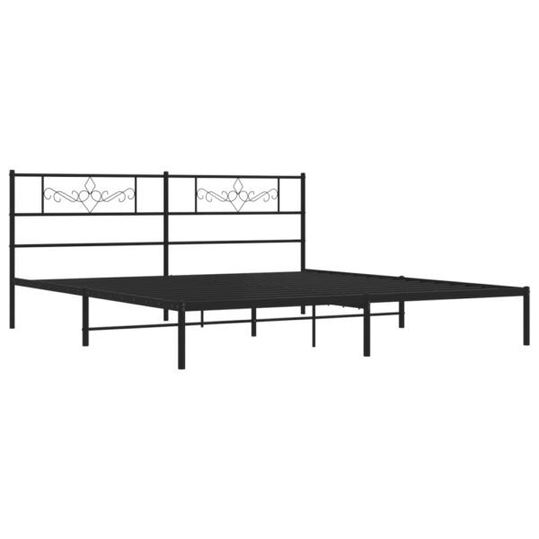 vidaXL Metal Bed Frame with Headboard Black 72"x83.9" California King - Image 4