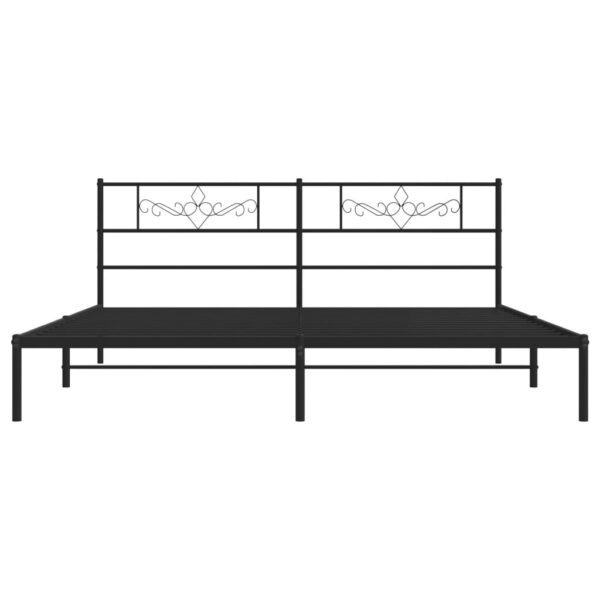 vidaXL Metal Bed Frame with Headboard Black 72"x83.9" California King - Image 5