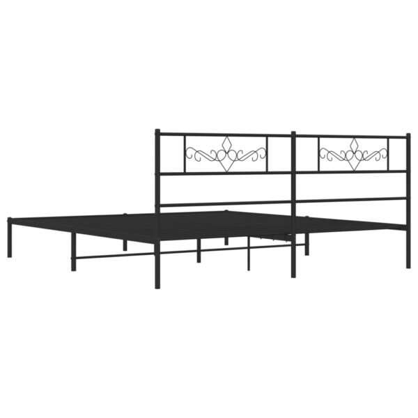 vidaXL Metal Bed Frame with Headboard Black 72"x83.9" California King - Image 7