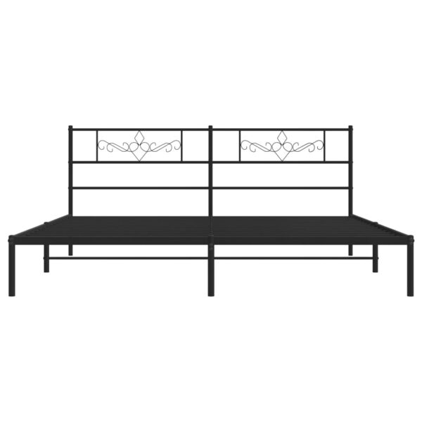 vidaXL Metal Bed Frame with Headboard Black 76"x79.9" King - Image 5