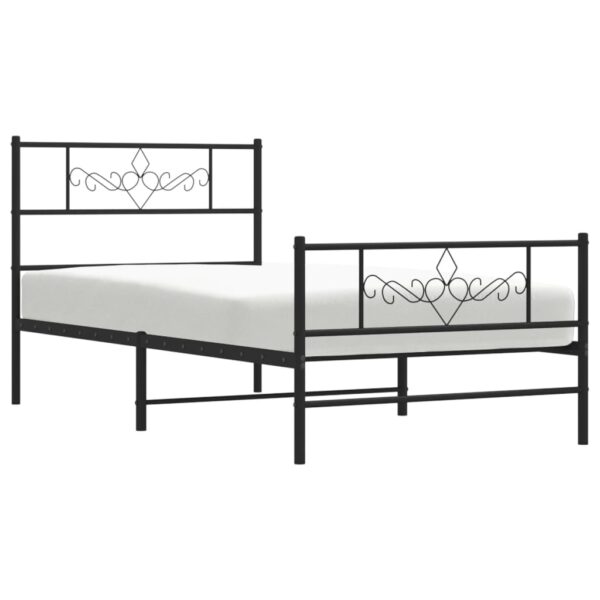 vidaXL Metal Bed Frame with Headboard and Footboard Black 39.4"x74.8" Twin - Image 3