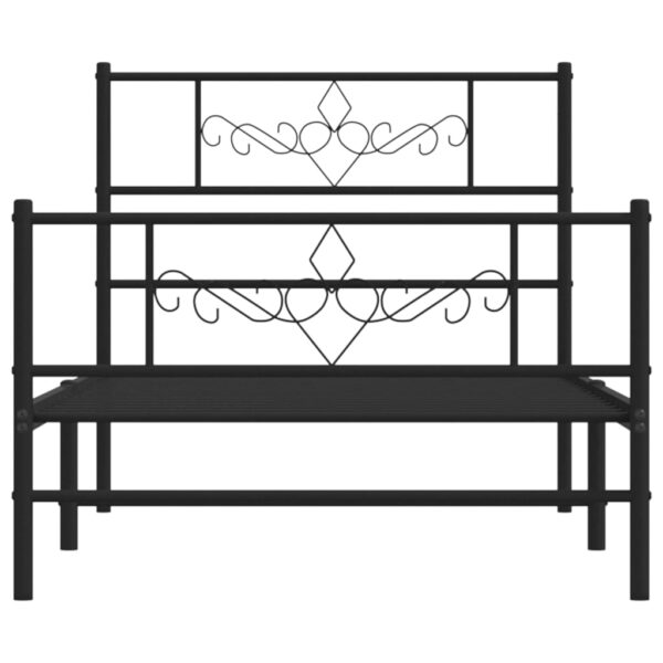 vidaXL Metal Bed Frame with Headboard and Footboard Black 39.4"x74.8" Twin - Image 4