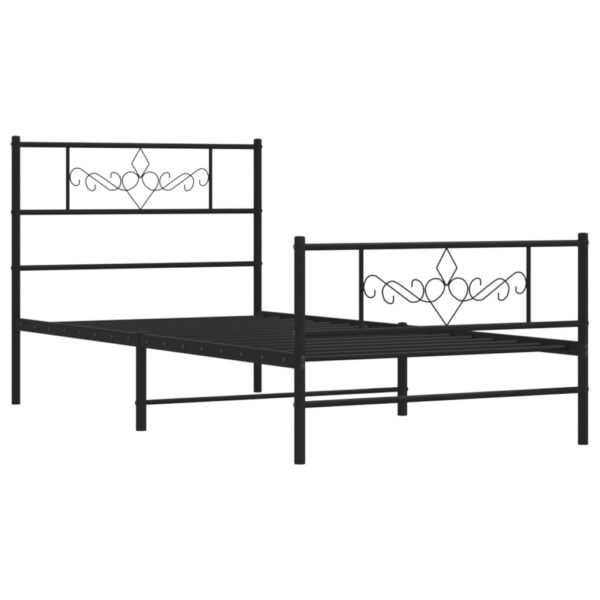 vidaXL Metal Bed Frame with Headboard and Footboard Black 39.4"x74.8" Twin - Image 5