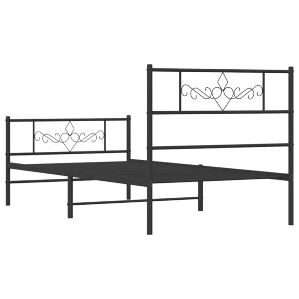 vidaXL Metal Bed Frame with Headboard and Footboard Black 39.4"x74.8" Twin - Image 7