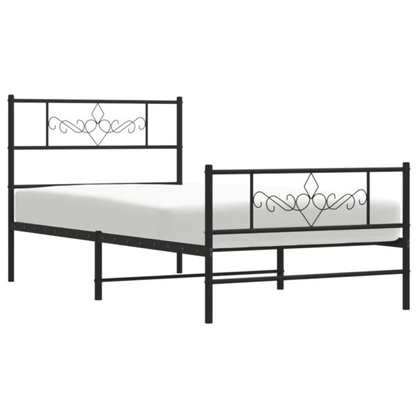 vidaXL Metal Bed Frame with Headboard and Footboard Black 39.4"x78.7" - Image 3