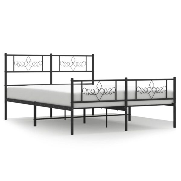 vidaXL Metal Bed Frame with Headboard and Footboard Black 53.1"x74.8" - Image 2